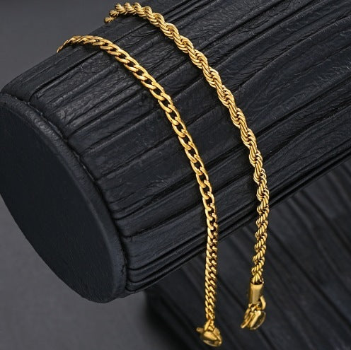 Stainless Steel Twist Chain Bracelet 2-piece Set Fashion